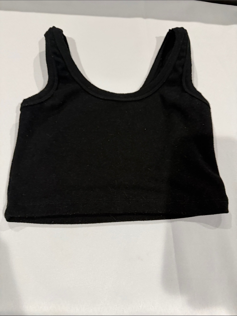 Signature8 Black Ribbed Scoop Crop Tank